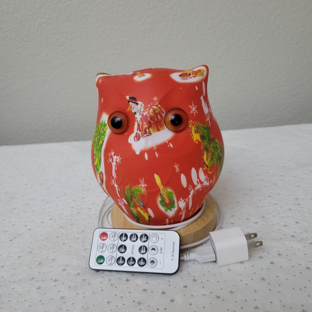 Festive Red Owl Electric Lamp Christmas Decoration.